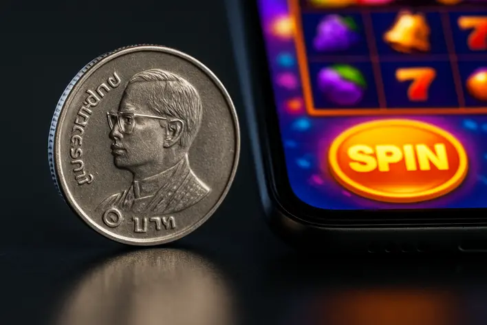 To visually represent the concept of a very low minimum bet, specifically the '1 baht' entry point for players with a small budget.