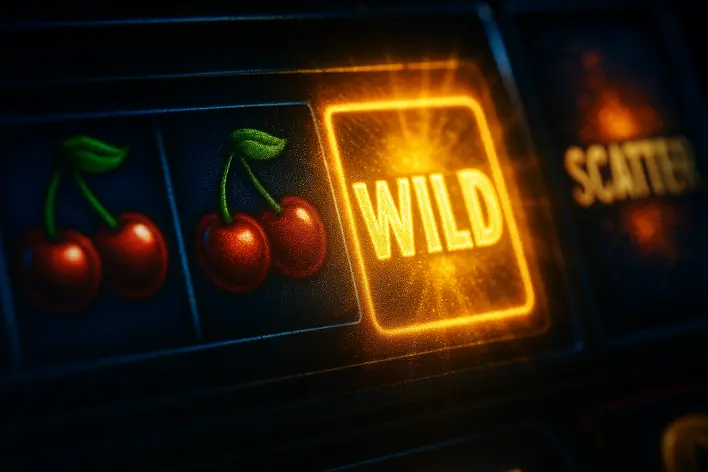 A detailed close-up image to help beginners understand the visual appearance and function of crucial in-game symbols like 'Wild' and 'Scatter'.