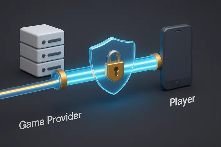 To visually explain the concept of a 'สล็อตเว็บตรง' (direct web slot) as a secure, direct, and trustworthy connection between the game provider and the player.